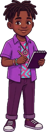 Boy holding a notebook and pencil