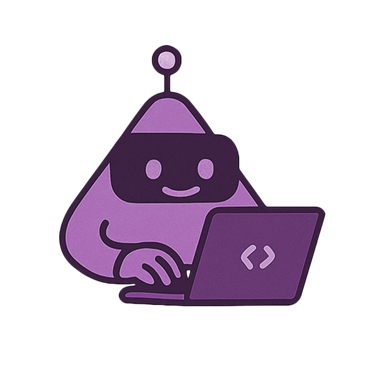 Stix mascot working at a laptop