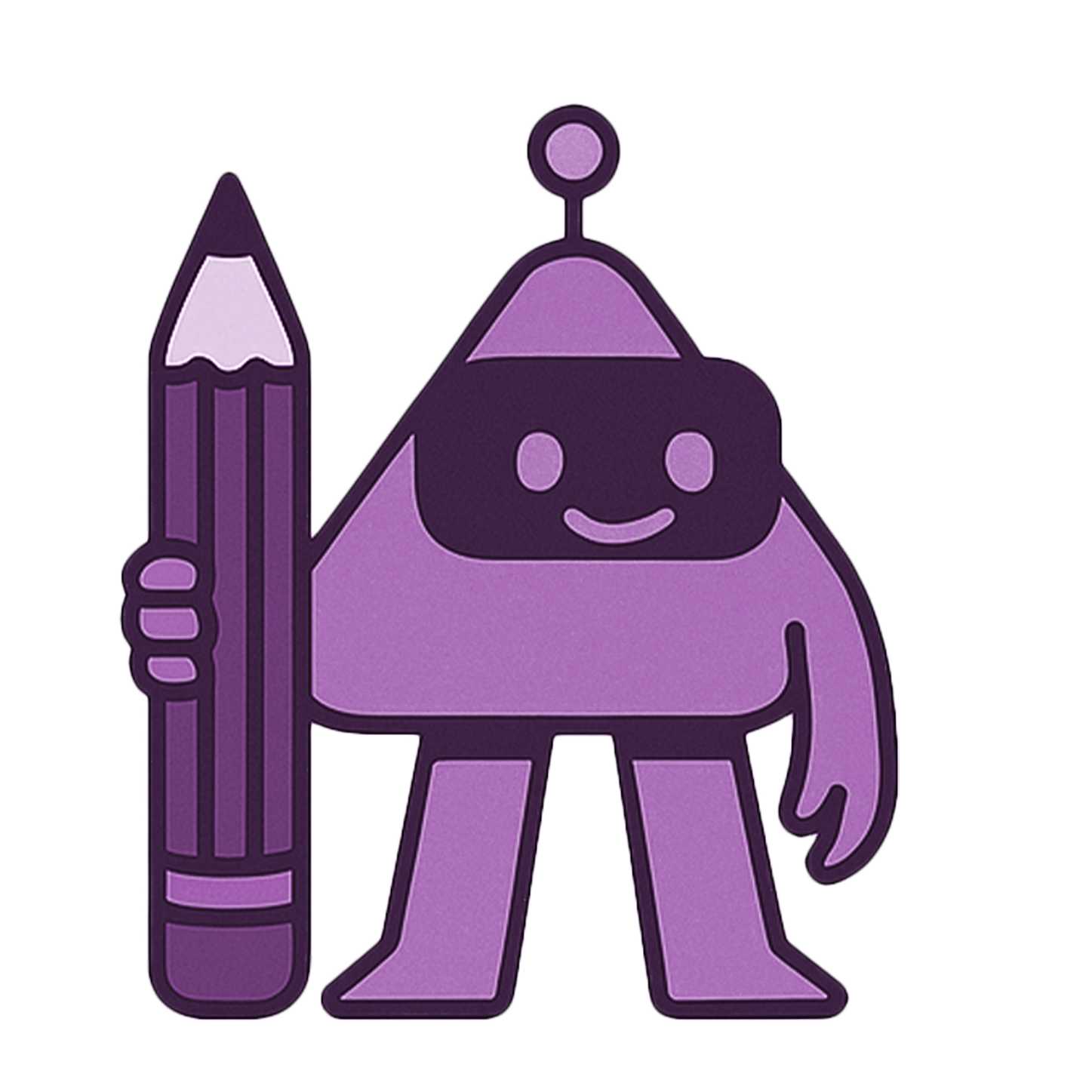 Stix mascot holding a giant pencil